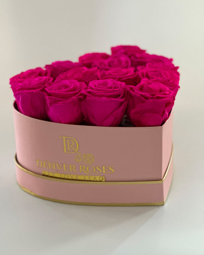 Pink Heart Shape Box / Pink Roses